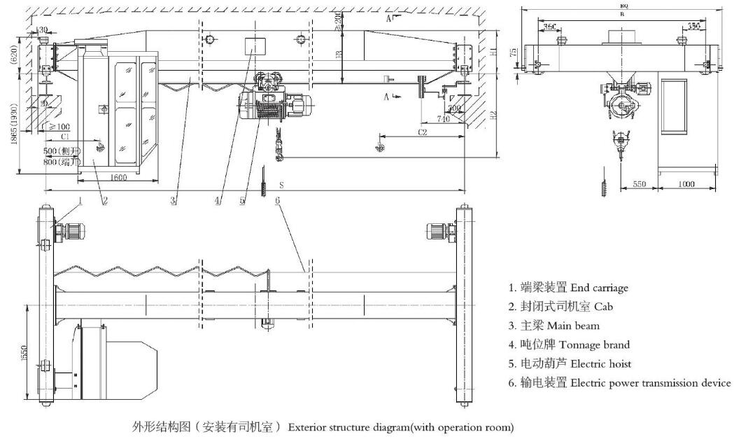LDA型电动单梁桥式91抖音在线观看机结构图